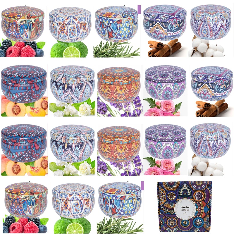 HomeWit fragrance candles set 18pc 1520g fragrance candles gift set with lid long burning time for birthday gift set for women gifts 18-candle fragrance candle