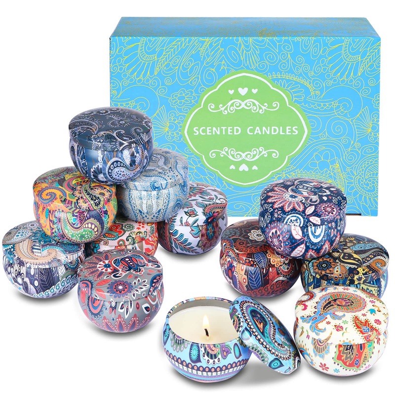 Jospl fragrance candles 12 pieces aroma candles for women vanilla lavender natural soy wax decoration aromatherapy candle gift set birthday weddings birthday mother’s day and Christmas multi -colored 4 centimeters multicolored