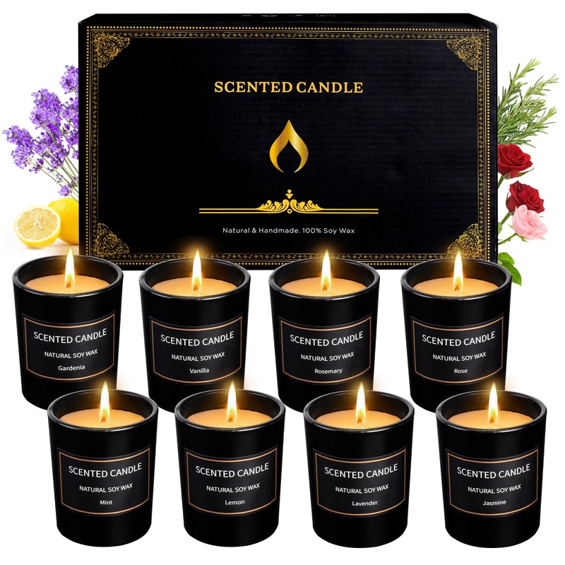 Kristen fragrance candles gift for women 8-pack candles for at home fragrant natural soy wax aromatherapy candle durable candles ideal for birthday Christmas Thanksgiving blue