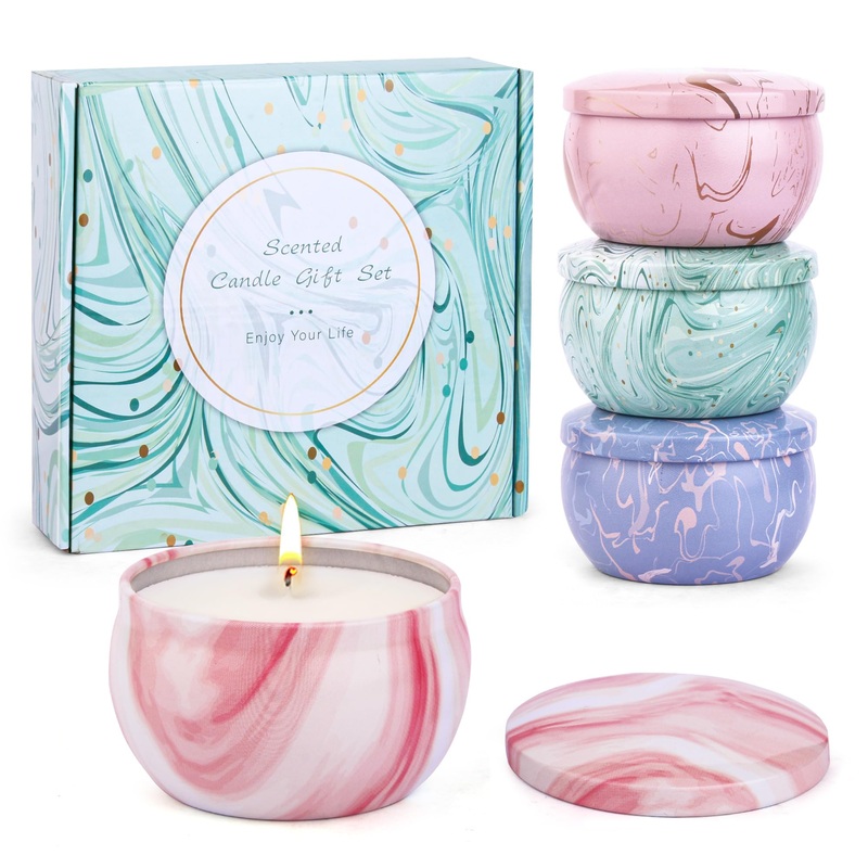 Larger fragrance candles gift set for women 4 packs aromatherapy candle set for stress reduction natural soy wax women Christmas decoration fragrance candle for birthday Valentine’s Day yoga