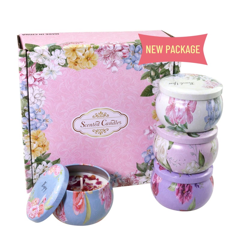 Orentas fragrance candles gift set pure natural soybeans for aromatherapy wax travel dose for home meditation 4 packs 125 g (jasmine/rose/peony/camelly)