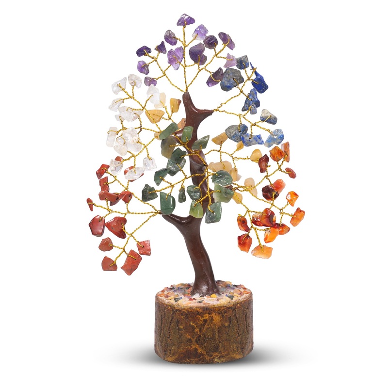 PYOR Chakra Tree Of Life Gifts For Her Crystal Tree Crystals Tree Of Life Seven Chakra Tree Lucky Tree Healing Crystals Office Decor Money Tree Chakra Stones Crystal Gifts Spiritual Decor 7 Chakra Tree-golden