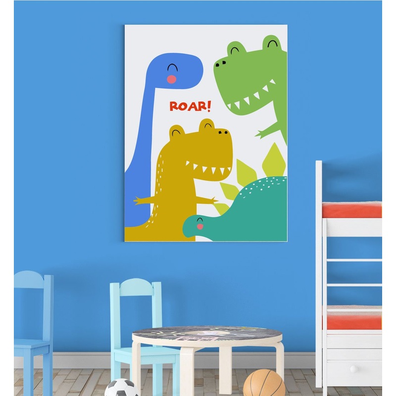 Stukk Dinosaurs Roar Family Scandinavian Animal Nursery Wall Decor Art Poster Print – A2 (420 x 594mm)