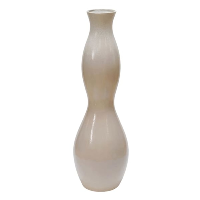Tan Reactive Glaze Curvy Floor Vase, 31″