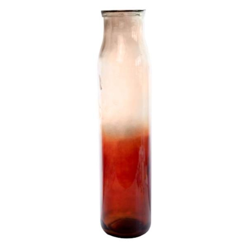 Tan & Rust Ombre Spanish Glass Vase, 30″