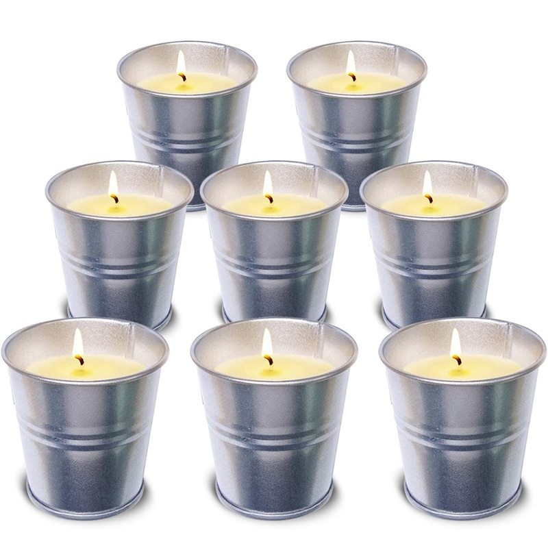 Topsics Citronella candle Outdoor 8 pieces of citronella candles natural soy wax lemon grass fragrance candles citriclla candles for garden terrace picnic camping burning time 80-96 hours