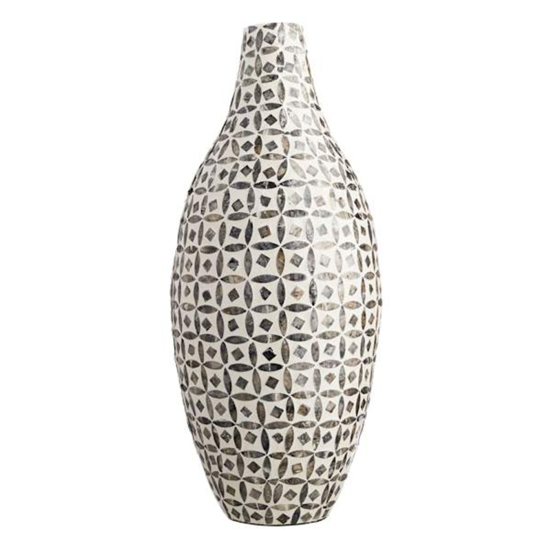 Tracey Boyd Grey Bamboo Capiz Teardrop Vase, 24″