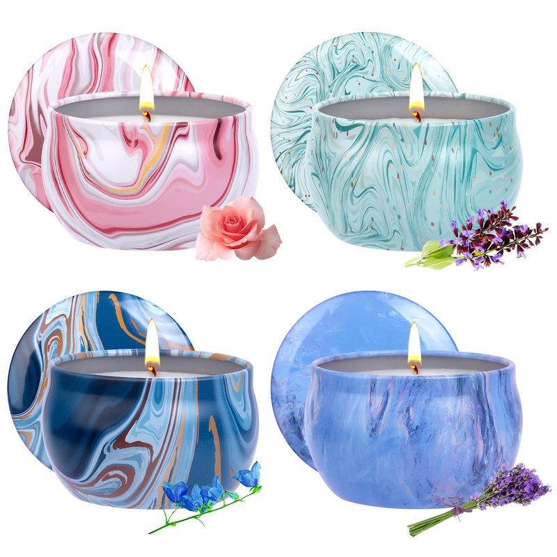 Trulloyoo fragrance candles Set Gift 4 PCs Soy Wachs Aromatherapy Candle set for stress reduction Christmas women aromatherapy candy gift gifts set for Birthday/MOTHERS Day/Valentine’s Day