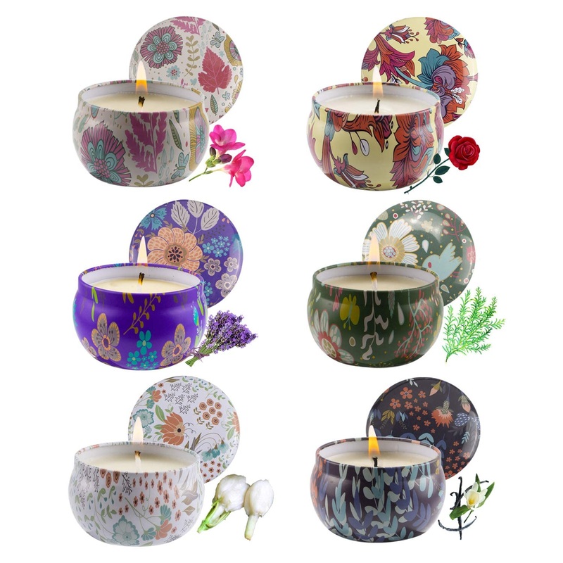 Vetour fragrance candles gift set for women: 6 pieces of aromatherapy candles set natural soy wax women gift for stress relief bad yoga jar candle sets for birthday Valentine’s day forest area 6-pack