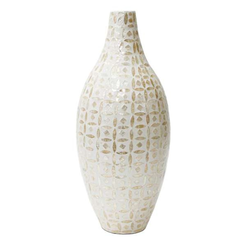 White Capiz Vase,24″