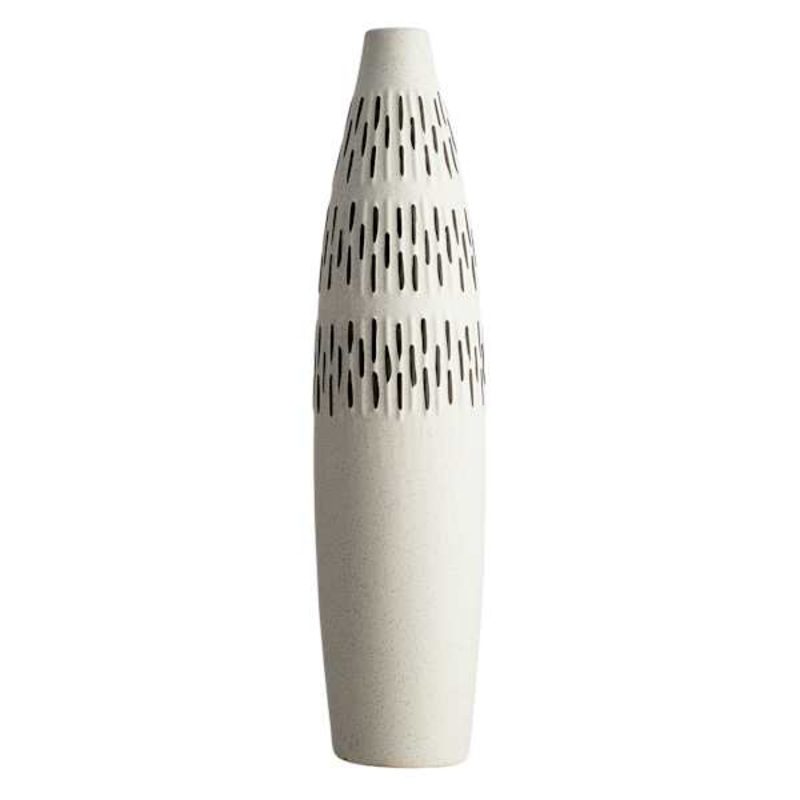 White Ceramic Black Patterned Oversized Vase, 30″