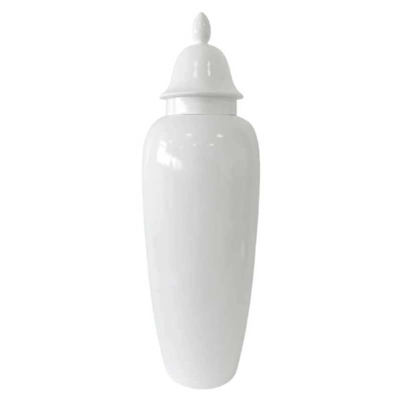 White Covered Jar, 30″