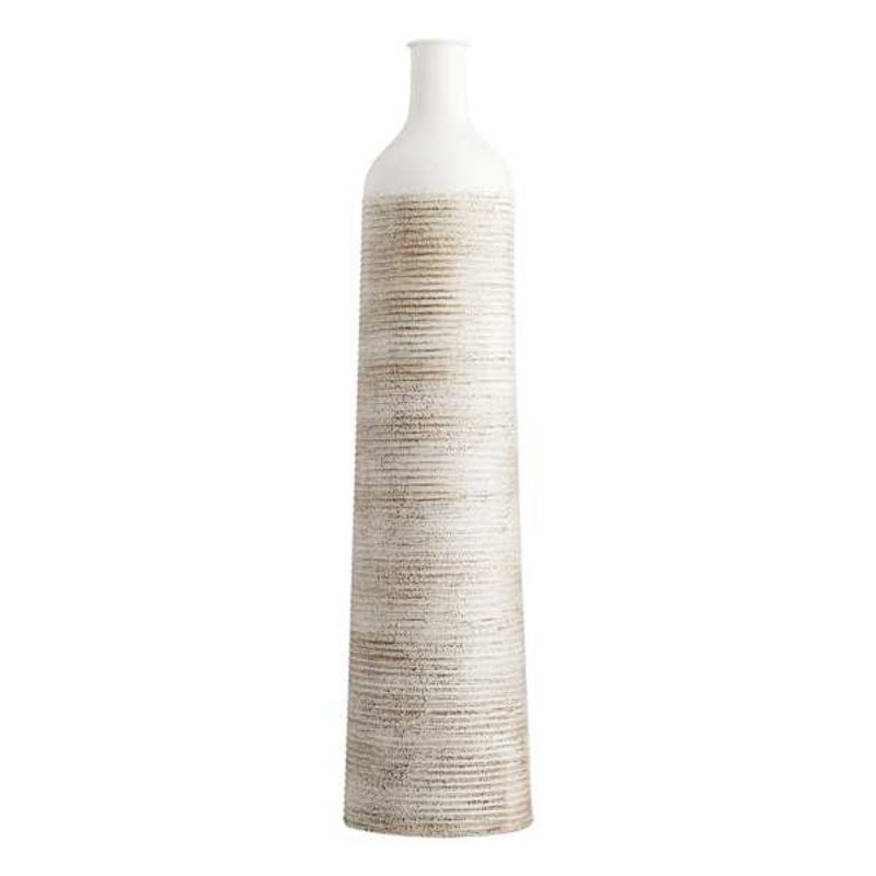 White & Cream Metal Vase, 24″