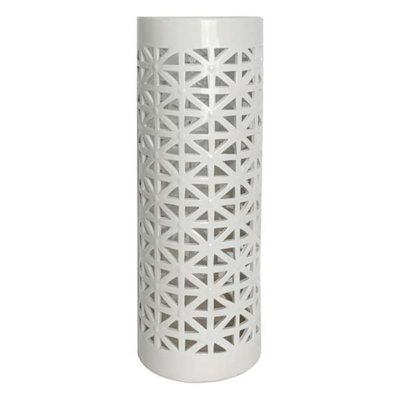 White Cutout Ceramic Vase, 24″