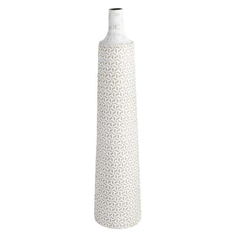 White Patterned Bottle Floor Vase, 36″
