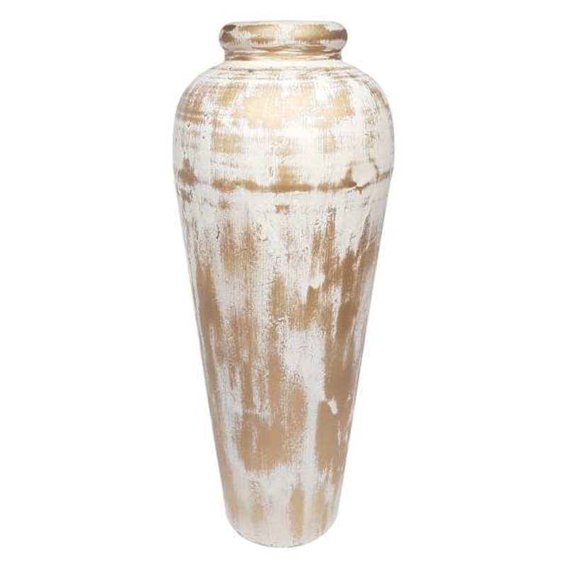 White Washed Metal Vase, 30.3″