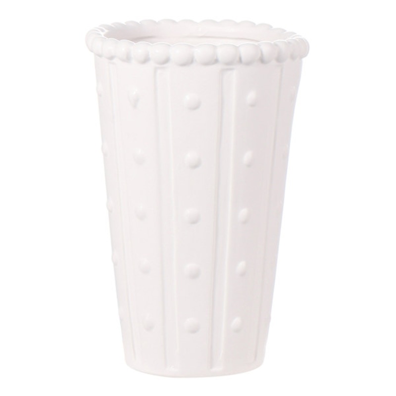 Willow Crossley White Ceramic Dot Vase, 8″