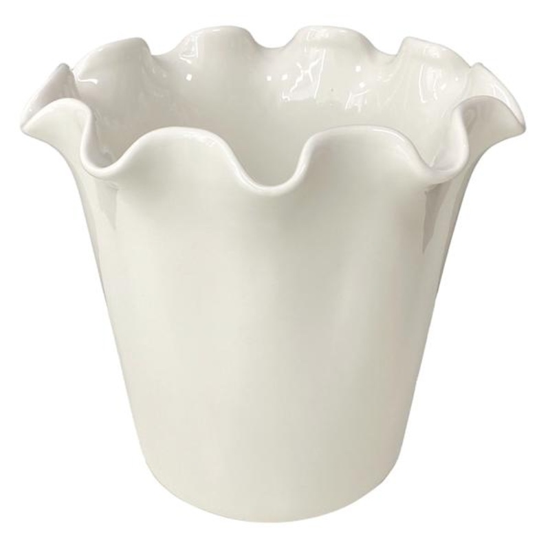 Willow Crossley White Pie Crust Edge Ceramic Vase, 10″