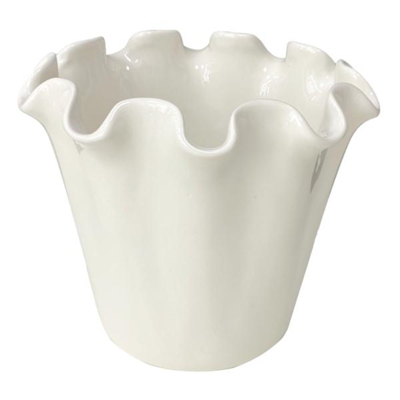 Willow Crossley White Pie Crust Edge Ceramic Vase, 8.5″