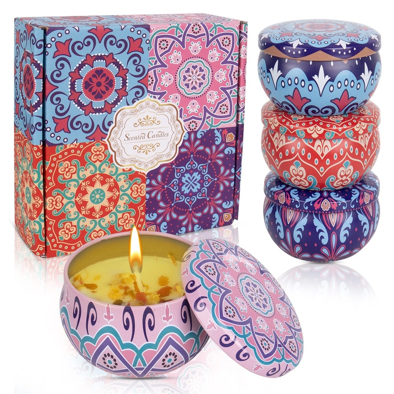XTDMJ fragrance candles gifts for women 4 pieces of natural soy wax aromatherapy candles set fragrance candle for stress relief relaxation of the body Christmas birthday bath yoga 4 pack