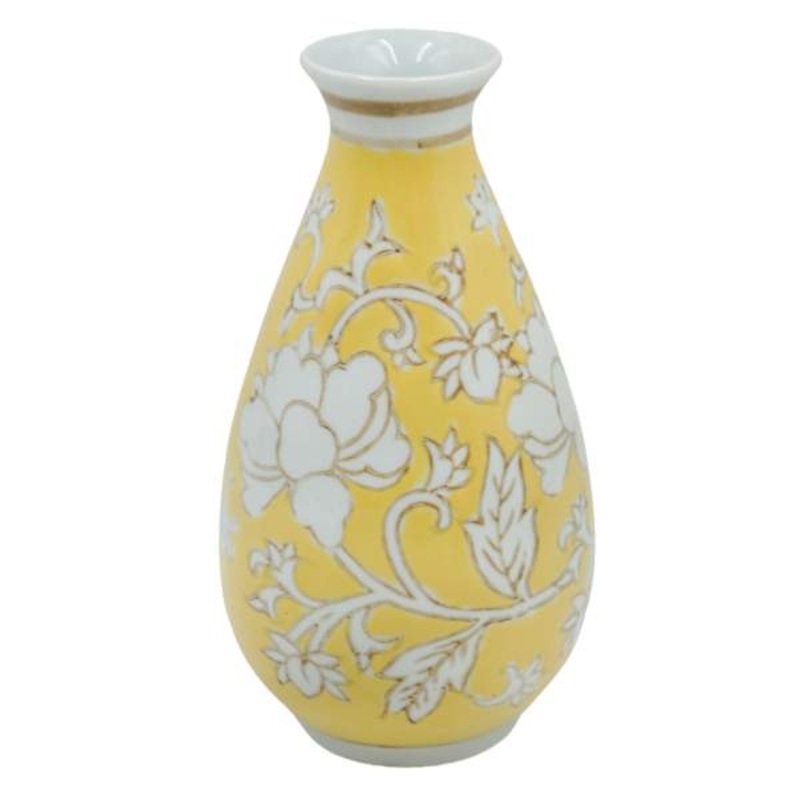 Yellow Chinoiserie Porcelain Vase, 6″