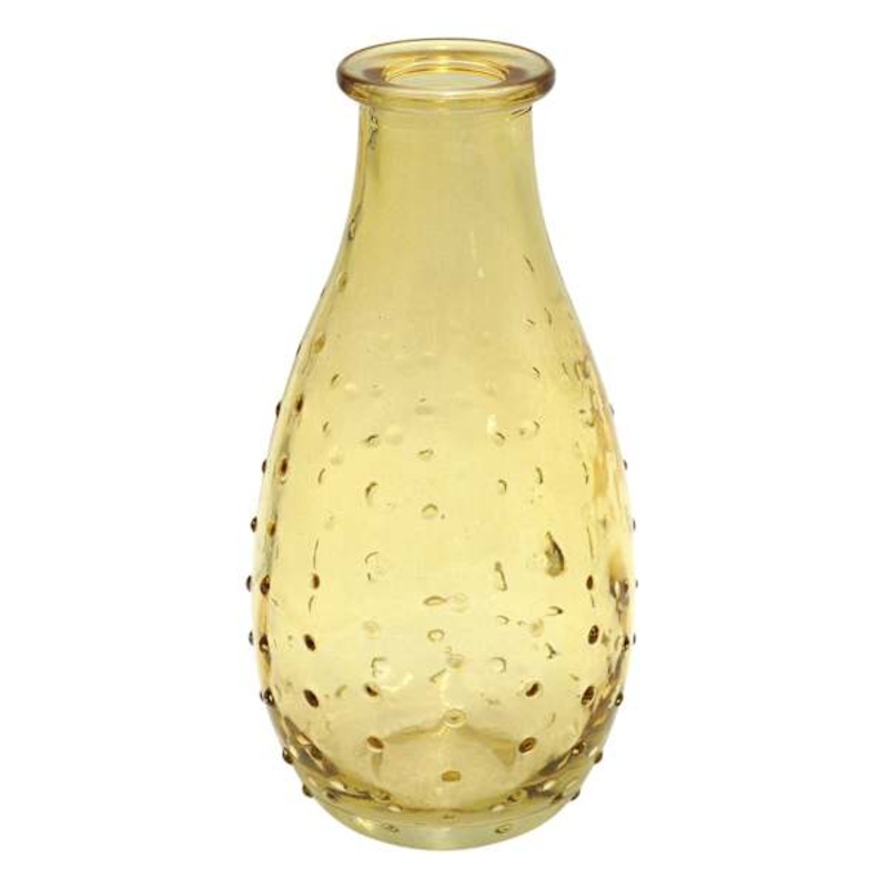 Yellow Glass Dot Bud Vase, 5.5″