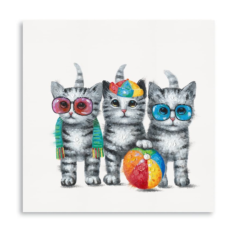Yidepot Canvas Wall Picture Cat Framed 60 x 60 cm 60x60CM Cats