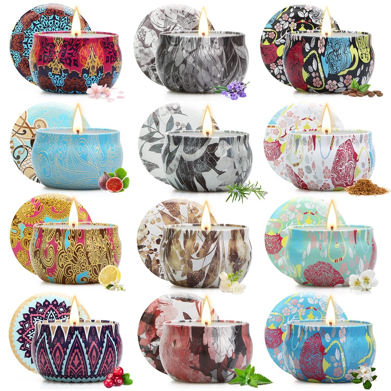 Yinuo Mirror gifts for women 12 * 70g fragrance candles gift set for women soy wax aromatherapy candles for Mother’s Day Christmas birthday Valentine’s Day Bad Yoga Family portrait