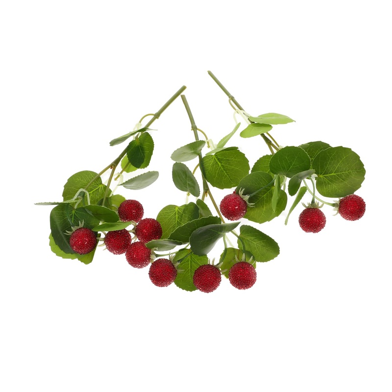 Zerodeko 3pcs Bunches Artificial Bayberry Lifelike Waxberry Model House Plants Indoors Live Artificial Plants Indoor Fake Blueberry Stems Decor Fruit Red Artificial Flower Plastic