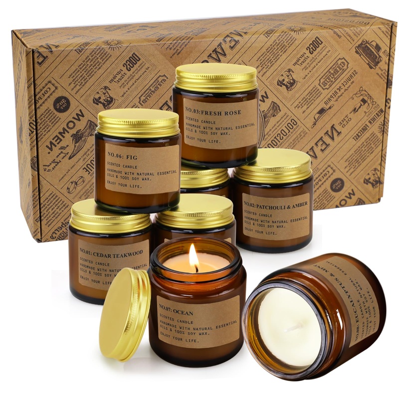 8 pieces set fragrance candles in the glass of rose teak amber mint grapefruit candles for room fragrance 800g soy wax relaxing aromatherapy candles in glass candles set mother birthday anniversary festival 8 pcs