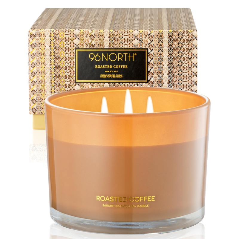 96north luxury candles |Fragrance candle coffee |3-docht fragrance candles in the glass |100% natural soy wax |Burning time up to 40 hours |Wedding day gifts for women roasted coffee