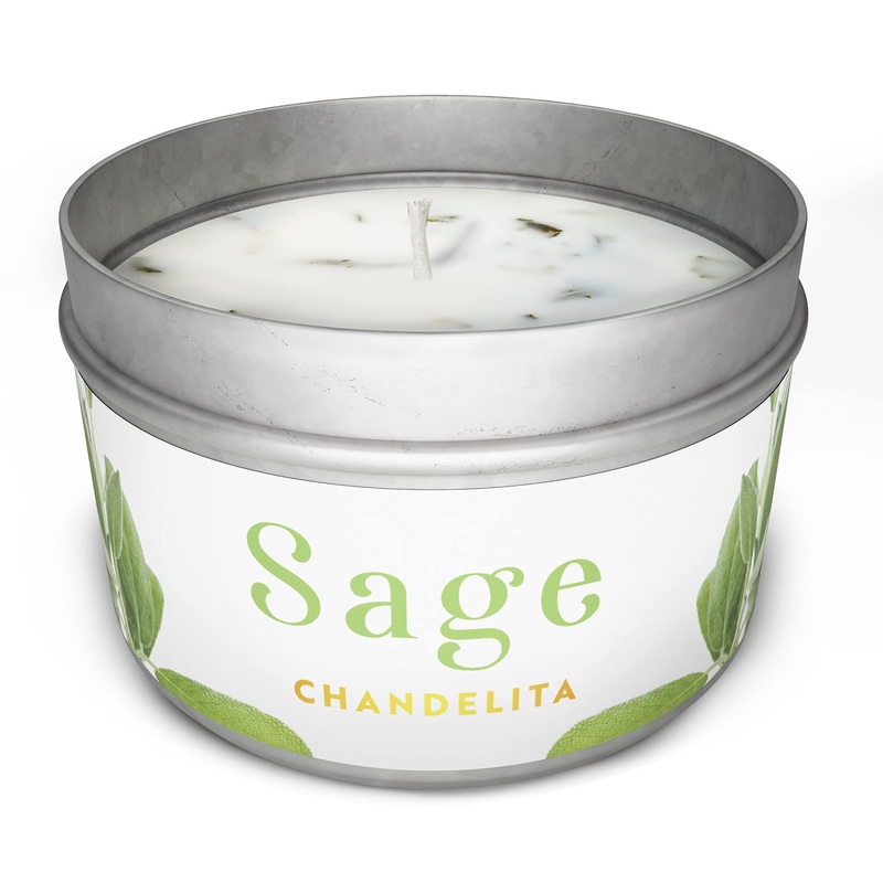 Chandelita fragrance candle made of sage for energy and energy sage leaves with soy wax for cleaning relaxation meditation healing of chakras and decoration of the house