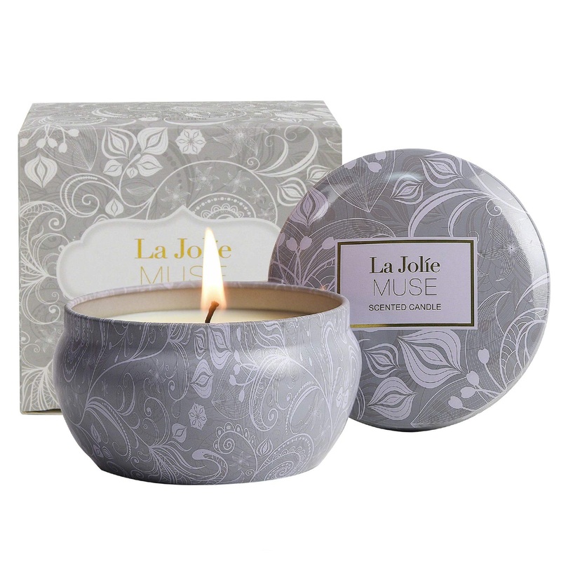 La Jol e Muse Aromather Therapy fragrance candles-blue lotus essential oil stress-relieving soykeepers natural soy wax travel dose for bathroom and spa meditation candle gift 185g 2-blue lotos