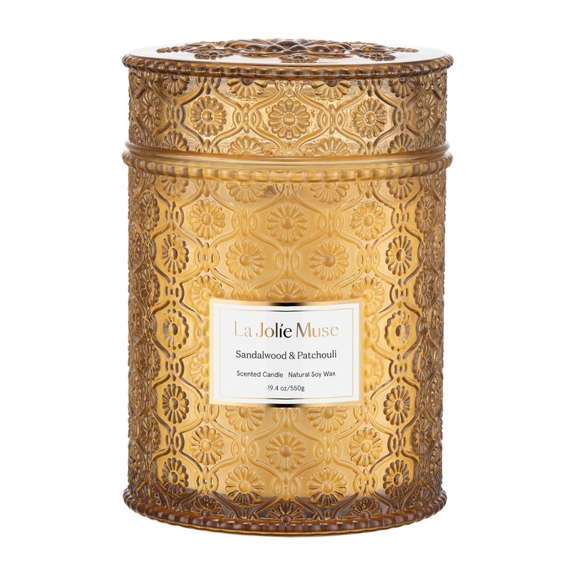 La Jol e Muse fragrance candle in the glass sandalwood and patchouli fragrance candle 550g natural soykeeper for at home gift candle 90 hours of burning time