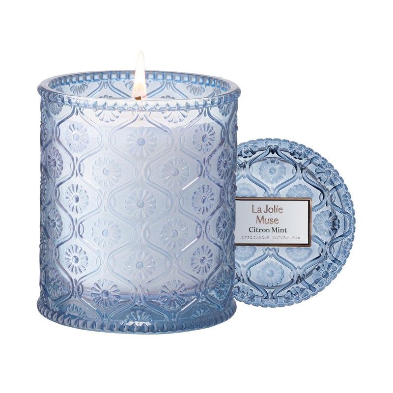 La Jol e Muse lemon and mint fragrance candle natural wax candle for home 55 hours of burning time home decoration and fragrance in the glass 230g menta al Limone