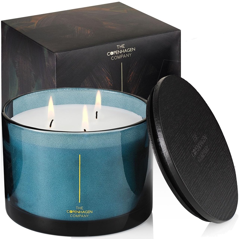 Luxury Scented Candle Gifts for Women | Soy Candle | 40 Hours Burn Time | The Copenhagen Company – Bergamot Rose & Sandalwood (17oz) Dream & Cocoon 14oz