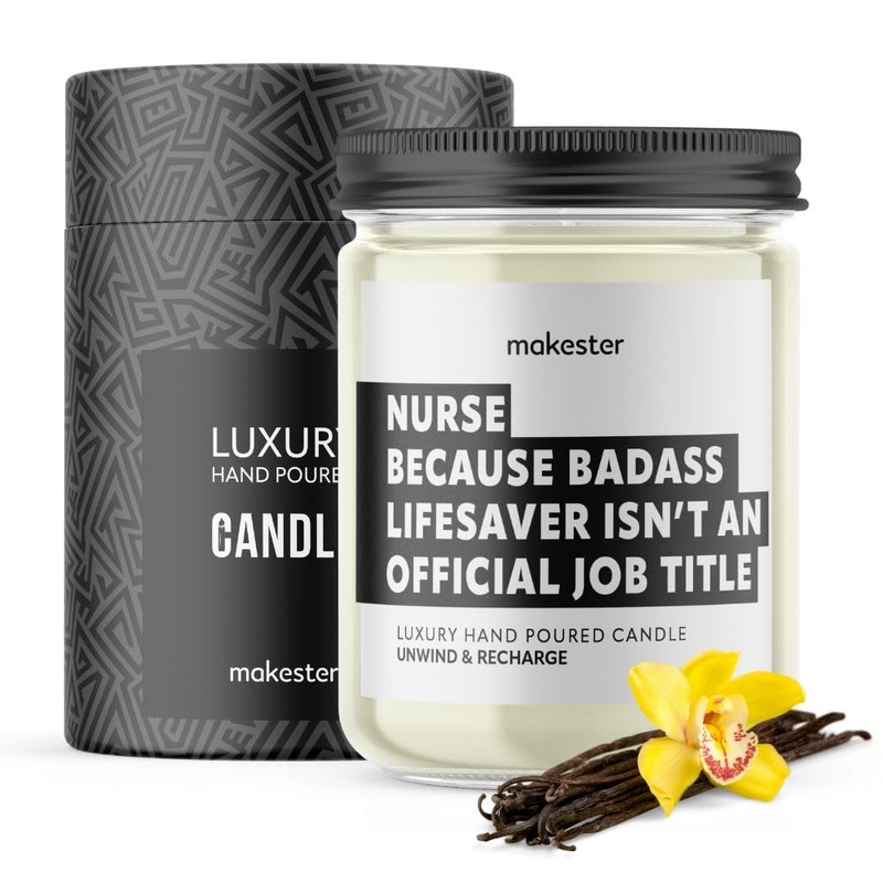 Nurse Candle – 220g Soy Wax with Madagascan Vanilla Jasmine & Sugared Almond – Christmas Nurse Gift – Funny Candles by Makester