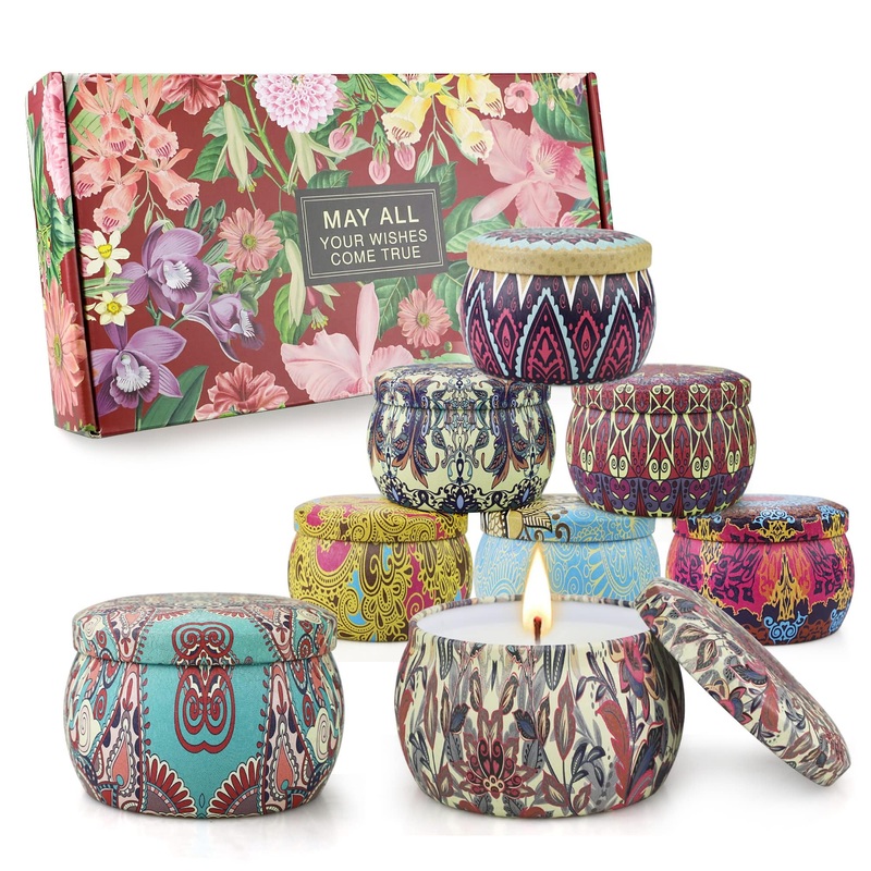 Yinuo Candle gifts for women fragrance candles gift set for women 8 * 5.56 oz soy wax aromatherapy candles for Mother’s Day Christmas birthday Valentine’s Day bathroom yoga 8-part retro set