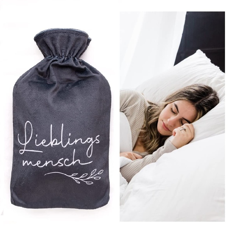 Bada bing hot bottle with cover saying favorite person cuddly 2 liters tall to feel good warming pillow gray white gift 01 heat bottle favorite person