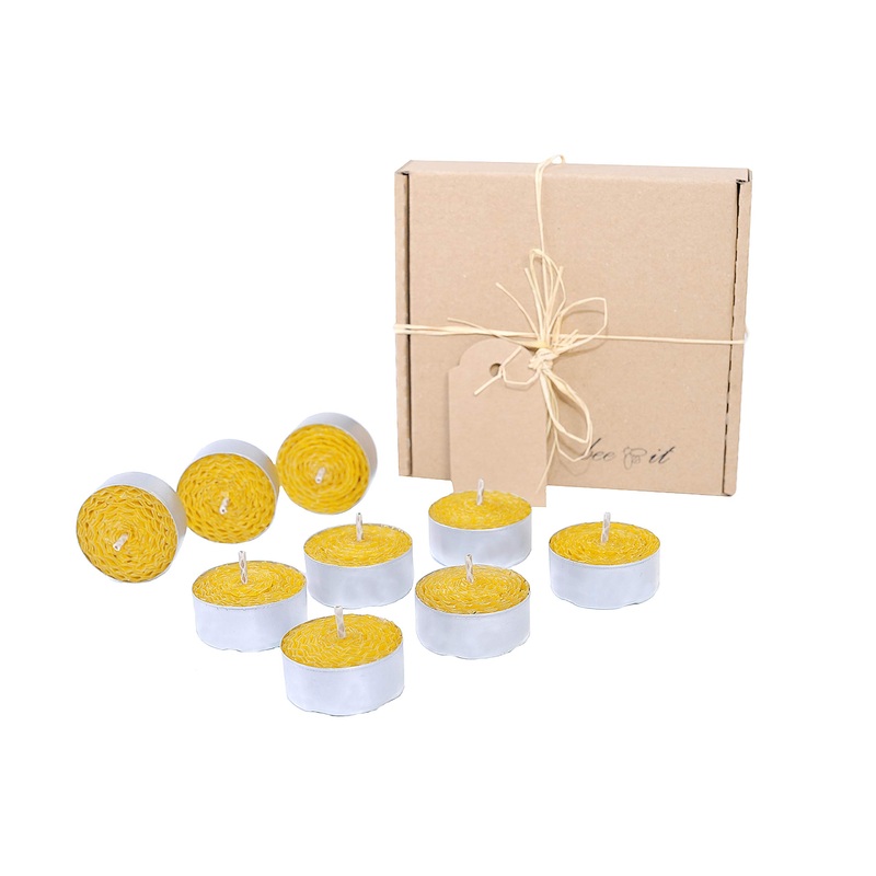 Bee wax tea light 9 x tealights candles beeswax 100% pure organic handmade 100% natural aromatherapy hand rolled