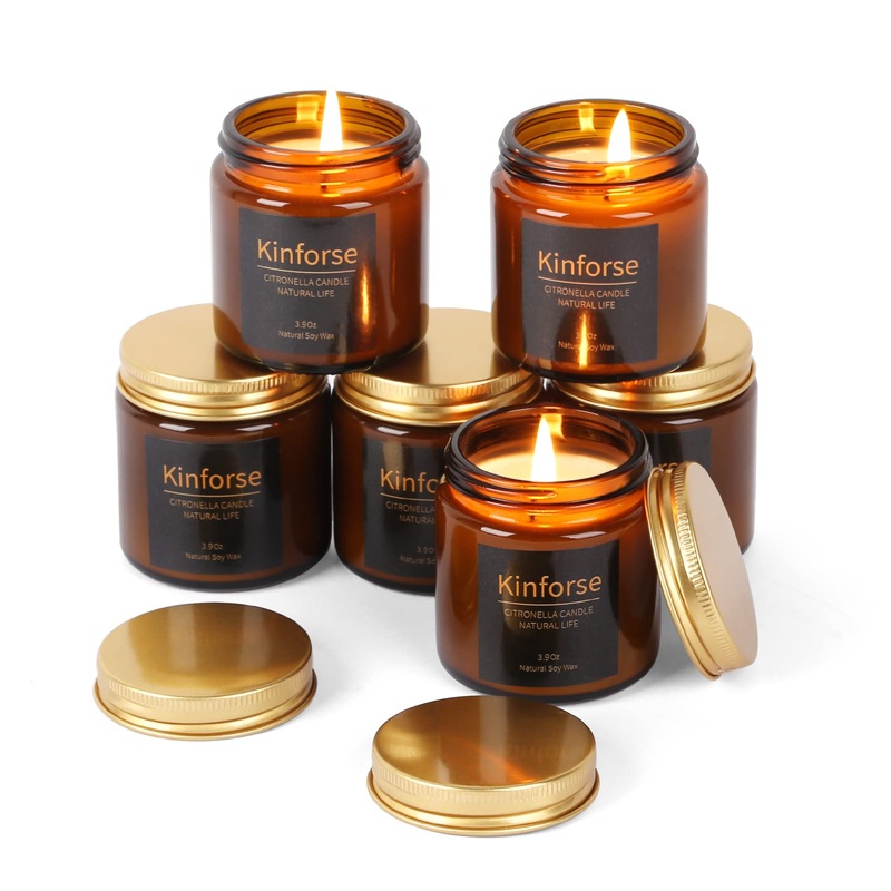 Citronella Candles Outdoor and Indoor Citronella Scented Candles for Home 100% Natural Soy Wax Aromatherapy Candles Gift Set for Indoor or Outdoor Garden Patio Camping Picnic Glass