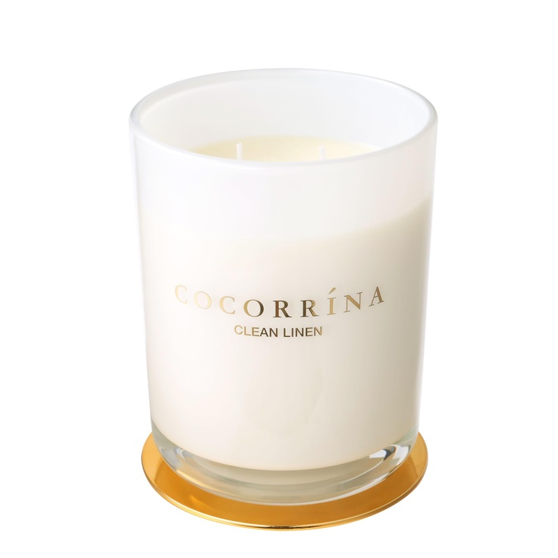 Cocorr na Candle fragrance candle in a glass – clean linen burning time up to 46 hours with 2 wicks natural soy candle Christmas gift candle 420g clean linen 420g