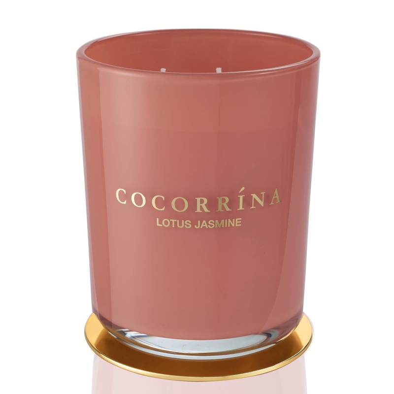 Cocorr na Candle fragrance candle in a glass – Lotus jasmine burning time up to 46 hours with 2 wicks natural soy candle Christmas gift candle 420g Lotus Jasmin 420g