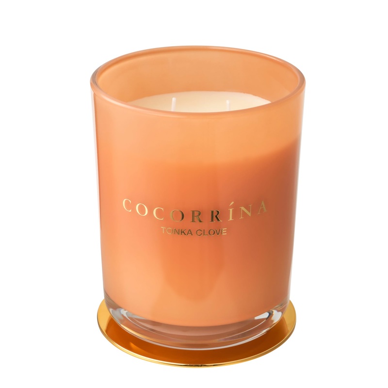 Cocorr na Candle fragrance candle in a glass – Tonka Gew rznelke burning time up to 46 hours with 2 wicks natural soy candle Christmas gift candle 420g Tonka Gew rznelke 420g