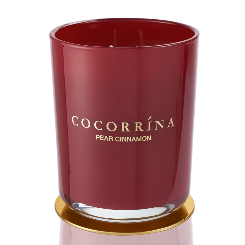 Cocorr na Candle fragrance candle in the glass – pear cinnamon burning time up to 46 hours with 2 wicks natural soy candle Christmas gift candle 420g pear cinnamon 420g