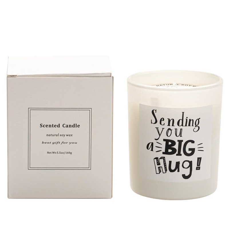 Fenyw fragrance candle in the glass natural soy wax fragrance candles gift set for women 160g fragrant soy wax candle soy growth aromatherapy candles candles birthday present for Valentine’s Day white