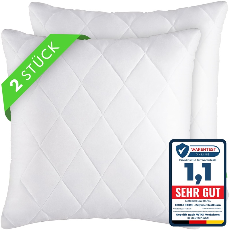 Gentle North pillow – 50×50 cm large – 2 -Set pillow for bed and as a decorative pillow – with zipper for filling – sofa cushion – ornamental pillow for couch and sofa – kotex – washable up to 60 – White 2 St. |50x50cm