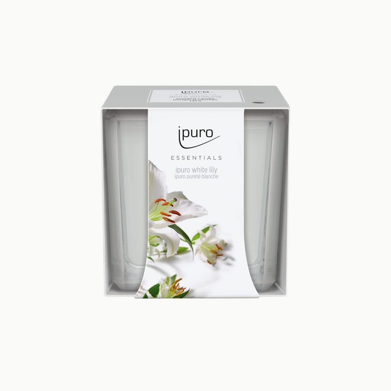 Ipuro – Decorative Ipuro White Lily fragrance candle – minimalist & puristic fragrance candles in the glass – intensive fragrance candles with flowery tender notes – stylish candle 125 g