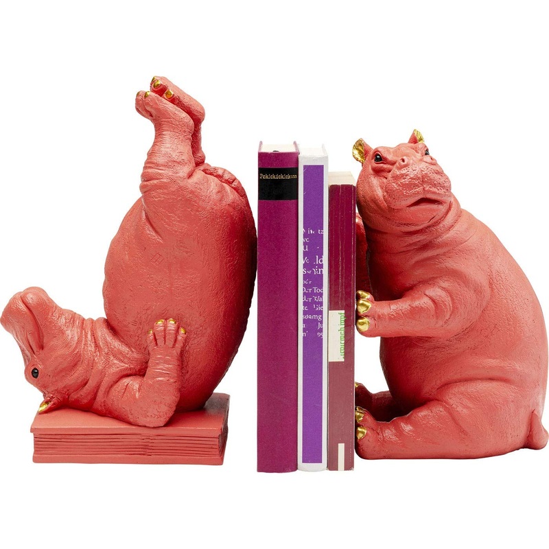 Kare Design Bookend Hippo (2/Set) Pink (H/W/D) 26x19x14cm Hippo 25.7×18.5×13.5cm