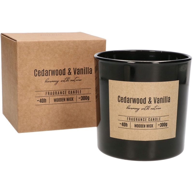 KOTARBAU Scented Candle in Glass Candle with Wooden Wick Fragrance Gifts with Pleasant Aromatherapy Decorative Candles Cedarwood & Vanilla